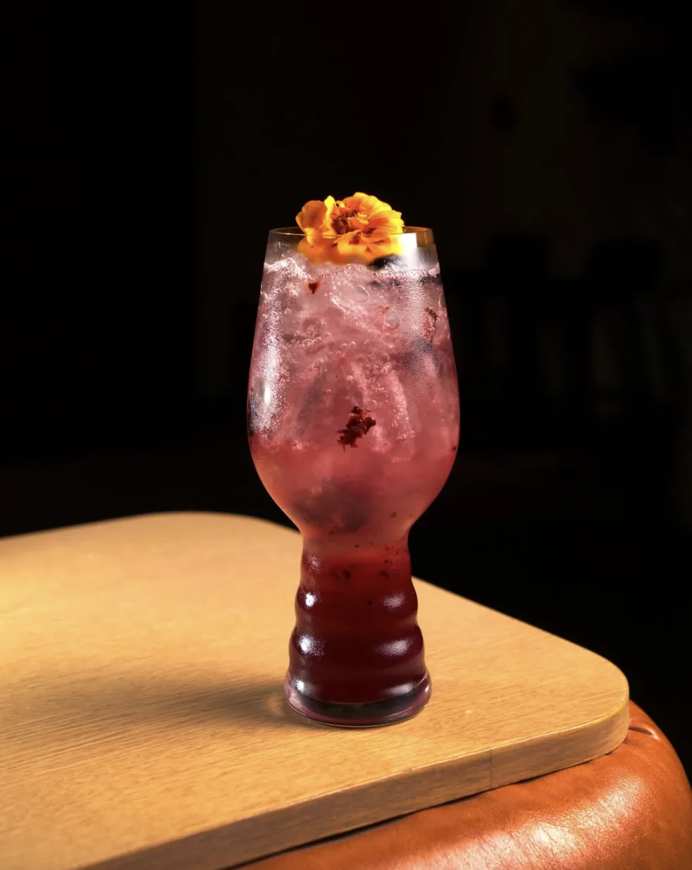 A chilled rosella drink ready to serve